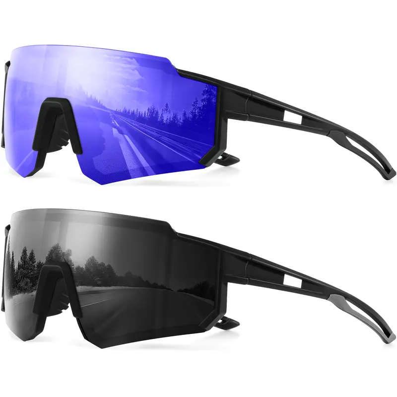 TURBOPEP 2 Pairs Professional Sports Sunglasses, Windproof Polarized Sunglasses for Men and Women ,Fishing, Baseball, Running, Sports Sunglass, UV400 Protection High Quality goggles