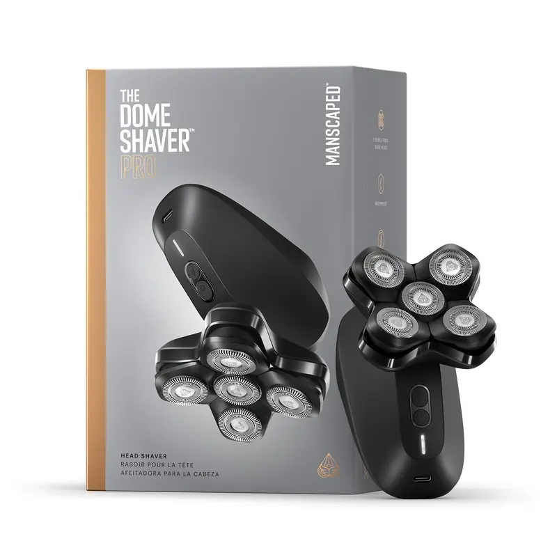 MANSCAPED® The Dome Shaver™ PRO Head Shaver for Bald Men – Five Rotary Blade Design with SkinSafe® & FlexAdjust Technology for Smooth Shave, Waterproof, USB-C & Wireless Charging Compatible