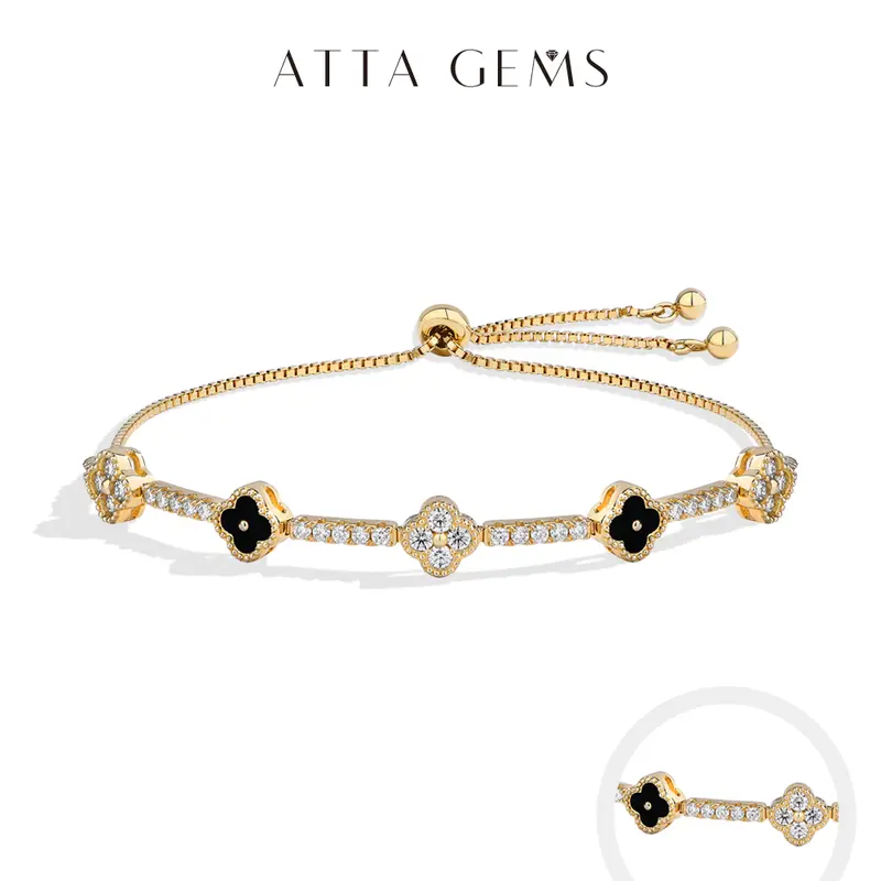 ATTAGEMS Lucky Moissanite Bracelet for Women - S925 Sterling Silver High Quality Beautiful Elegant Jewelry Bracelet, Daily Wear Engagement GF Gift Accessory